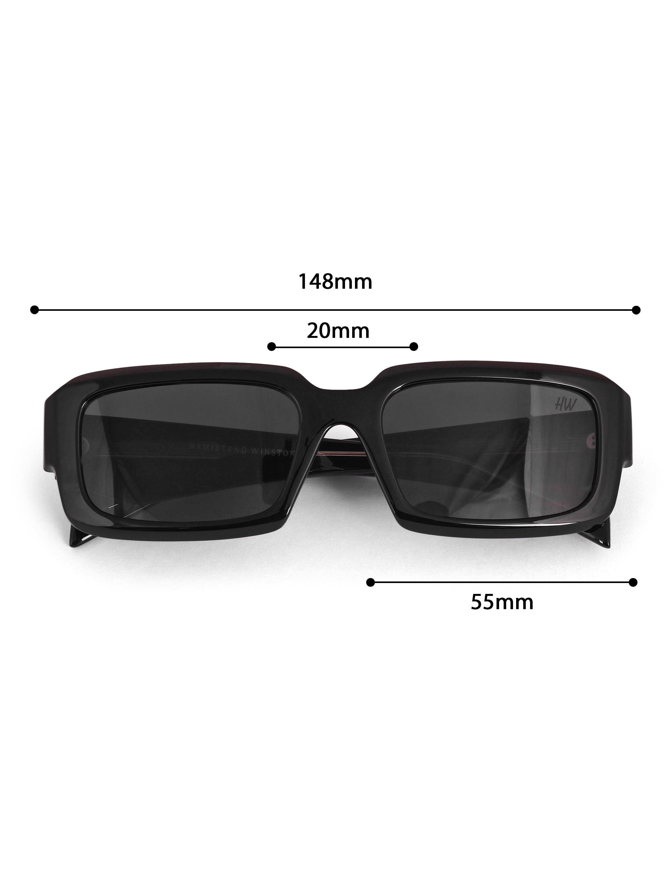 Men's Rectangular Black Sunglasses