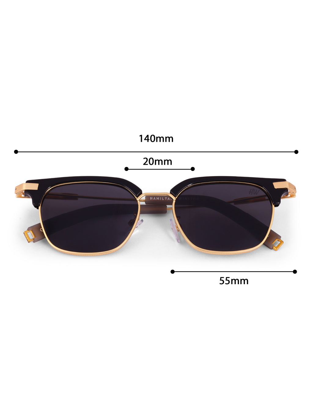 Men's Gold black Clubmaster UV Protected Sunglasses