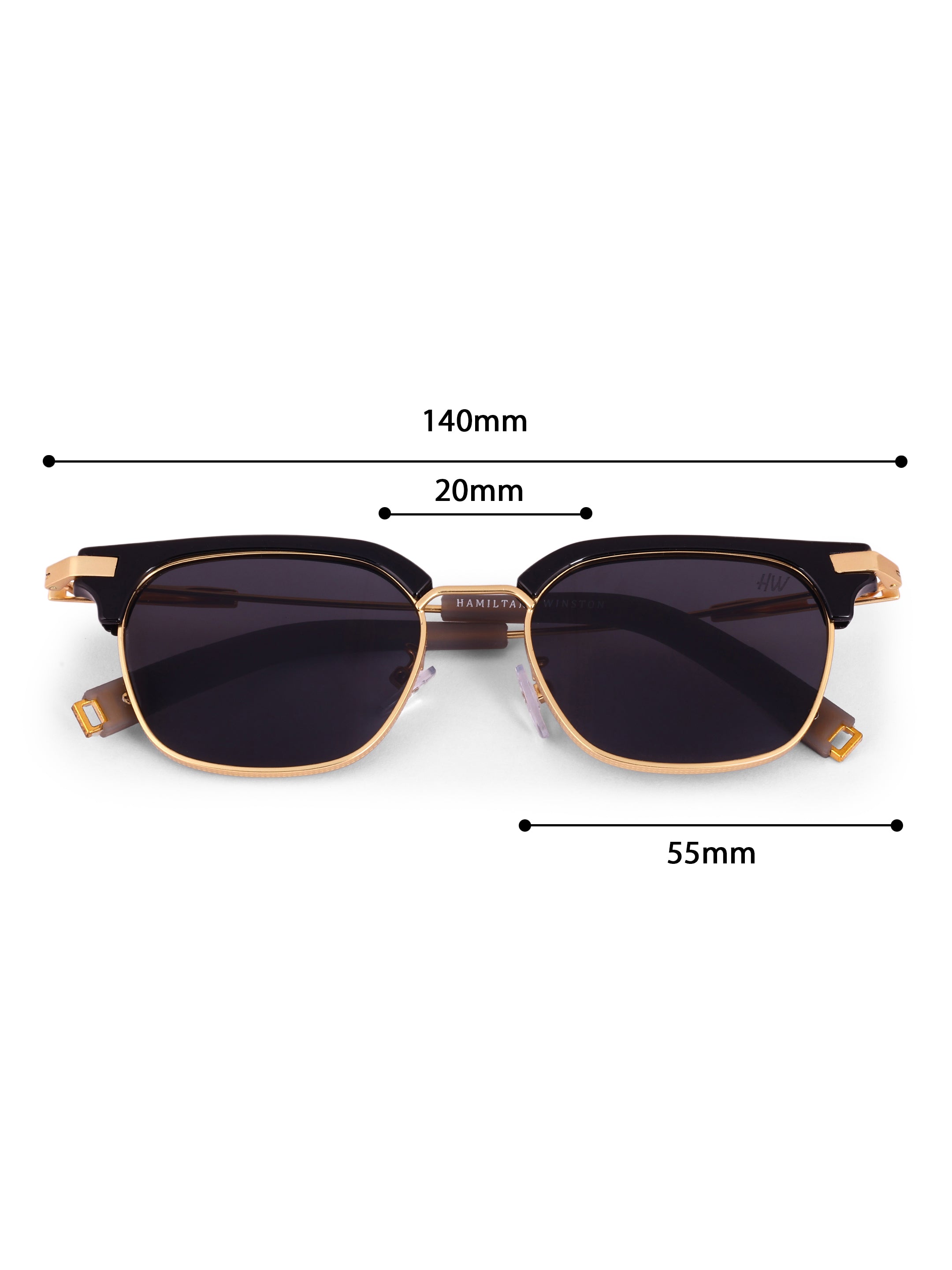 Men's Gold black Clubmaster UV Protected Sunglasses