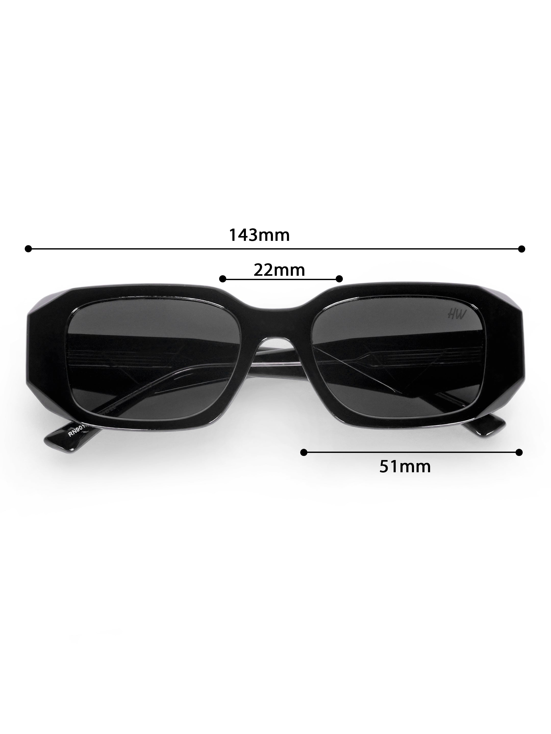 Women's Premium UV Protected Black Rectangular Sunglasses