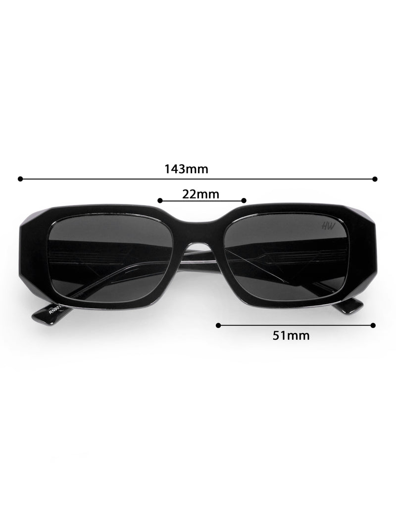 Women's Premium UV Protected Black Rectangular Sunglasses