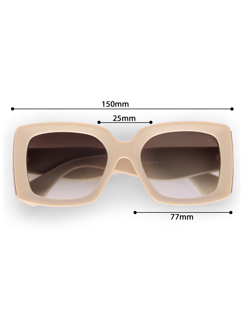 Women's Polarized Brown Rectangular Oversized Sunglasses