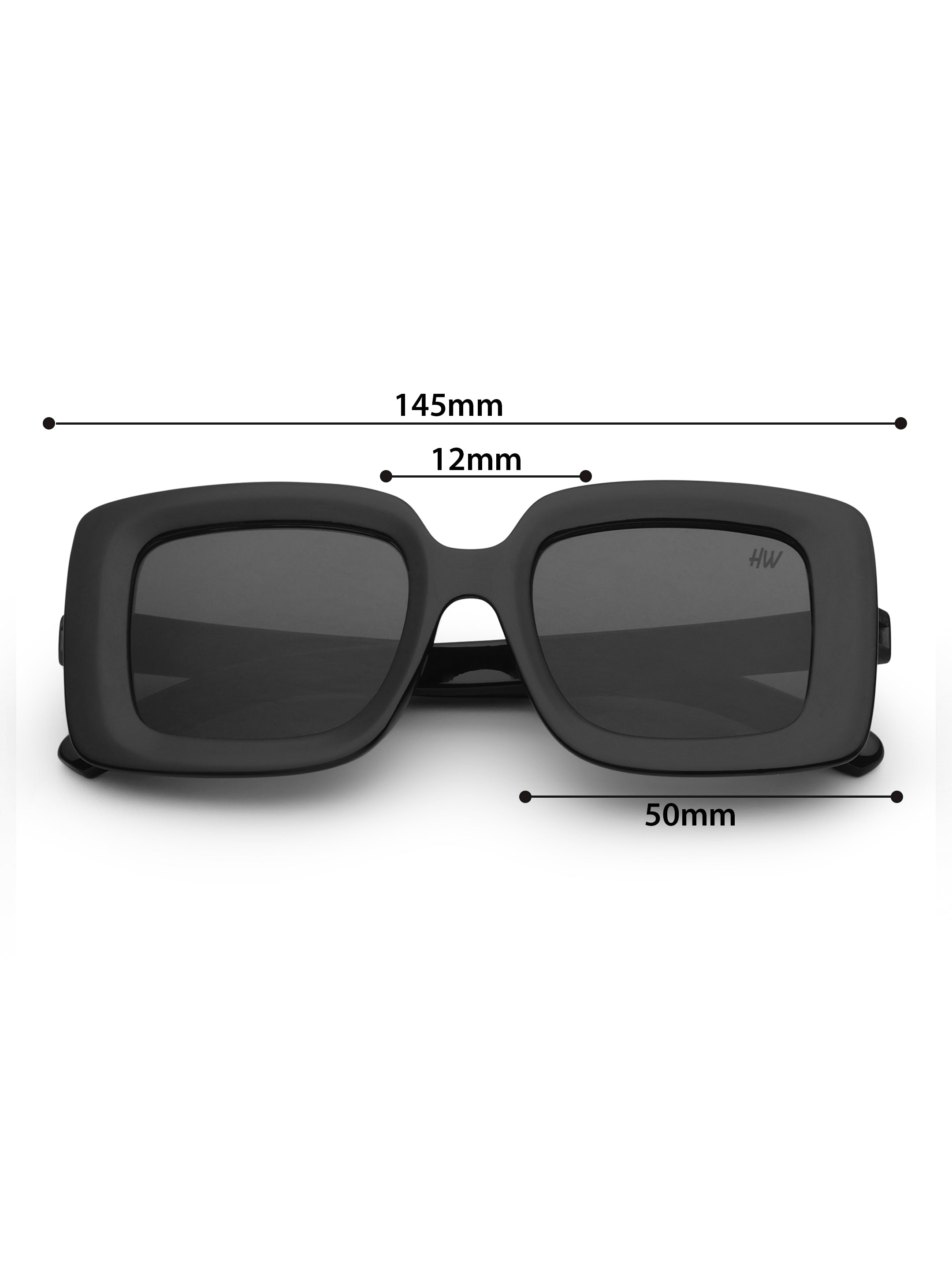 Women's Square Black Oversize Sunglasses