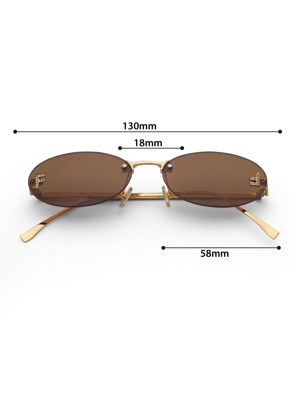 Women's Gold Brown Oval Sunglasses