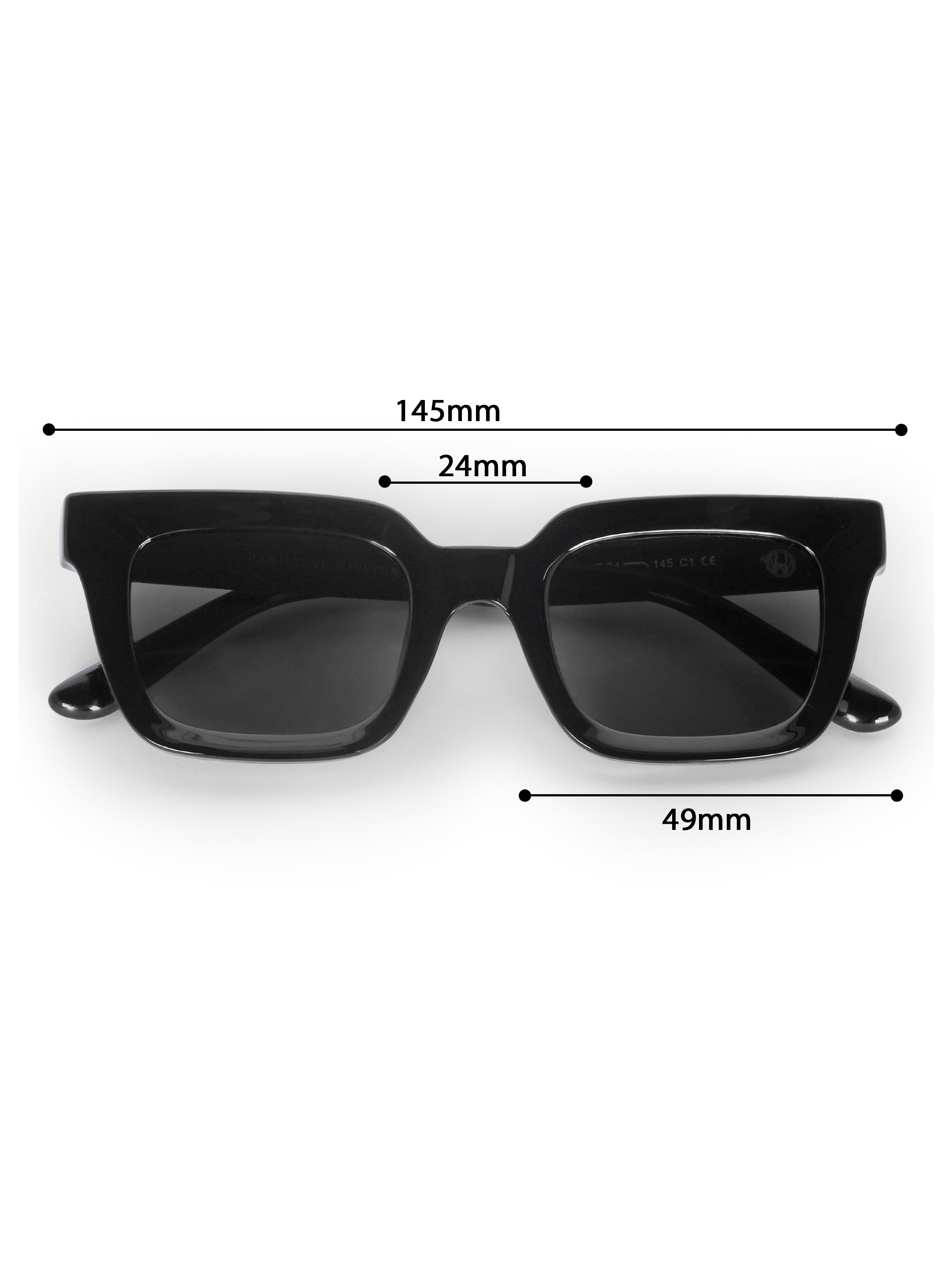 Women's Black UV Protected Rectangular Sunglasses