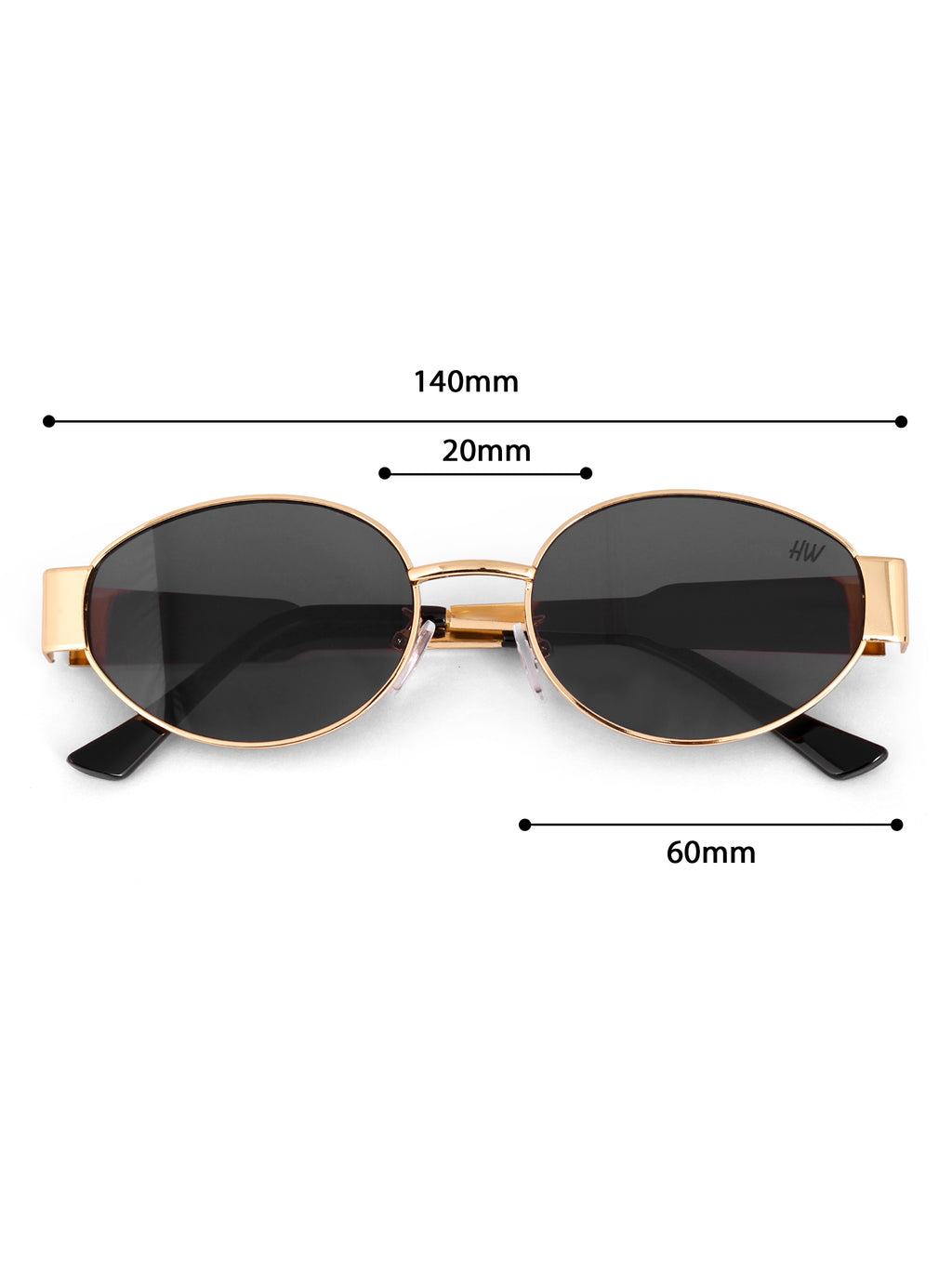 Women's Oval Golden Black UV Protected Sunglasses