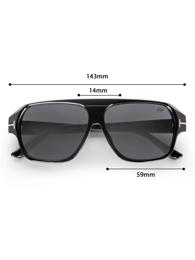 Men's Black UV Protected Wayfarer Rectangular Sunglasses