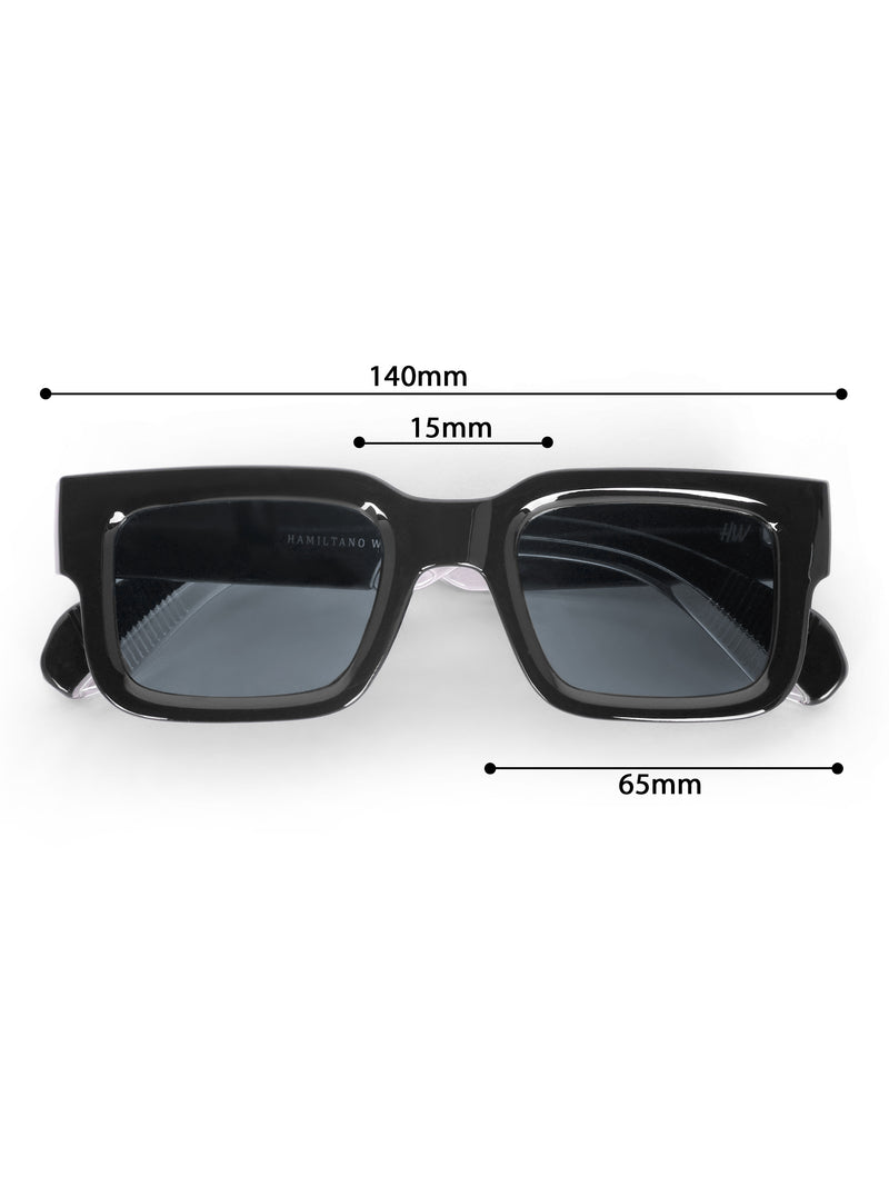 Men's Full Black UV Protected Wayfarer Rectangular Sunglasses