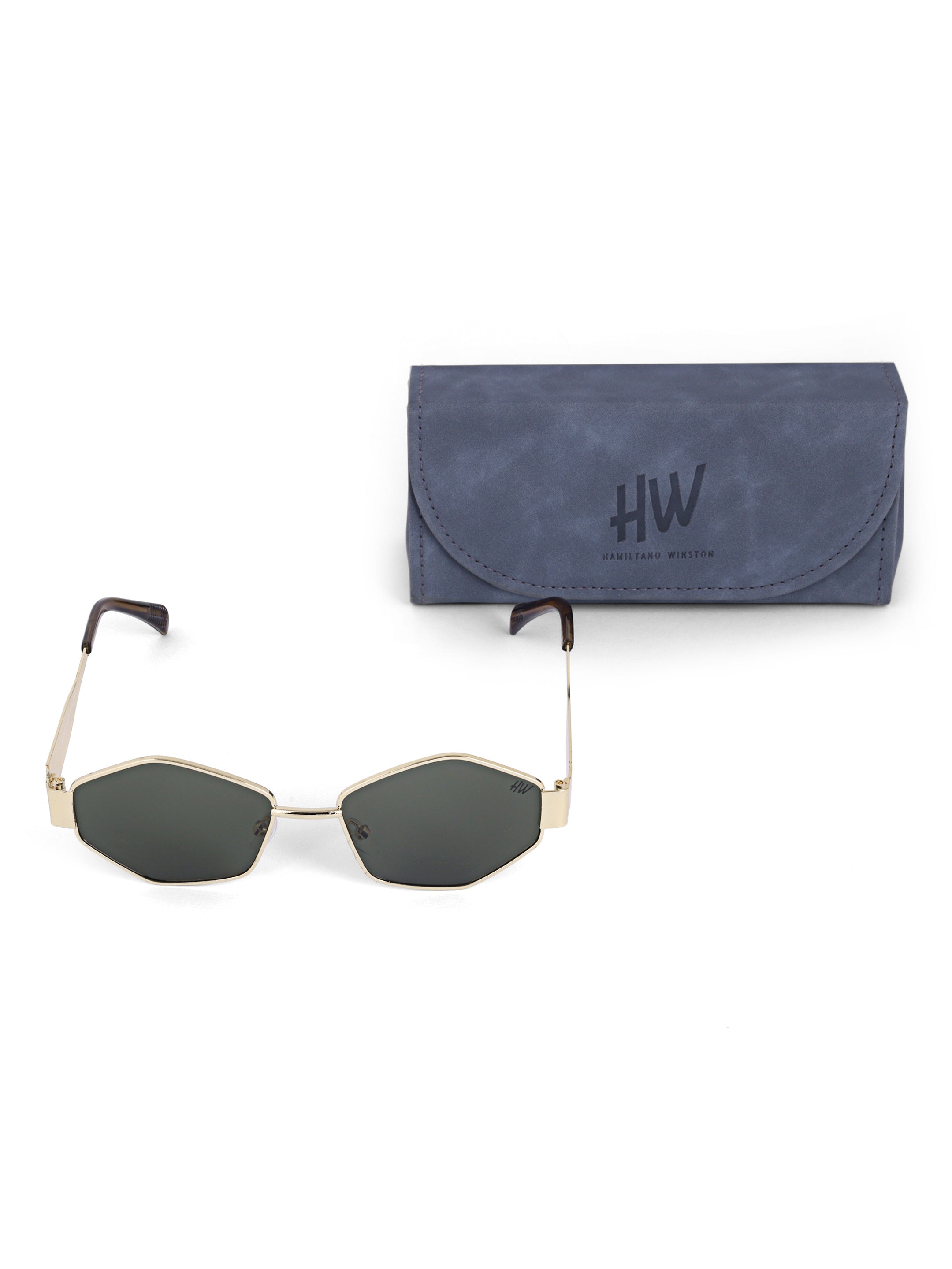 Women Hexagon Green UV Protected Sunglasses