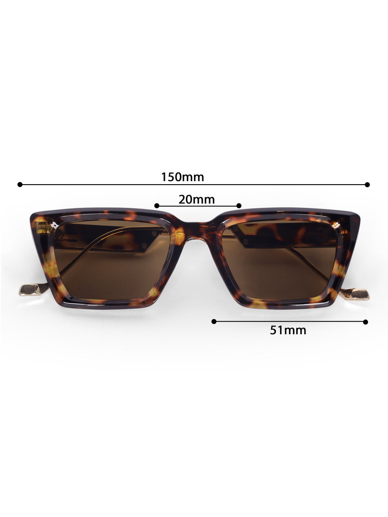 Women's Leopard Brown Wayfarer Rectangular Sunglasses