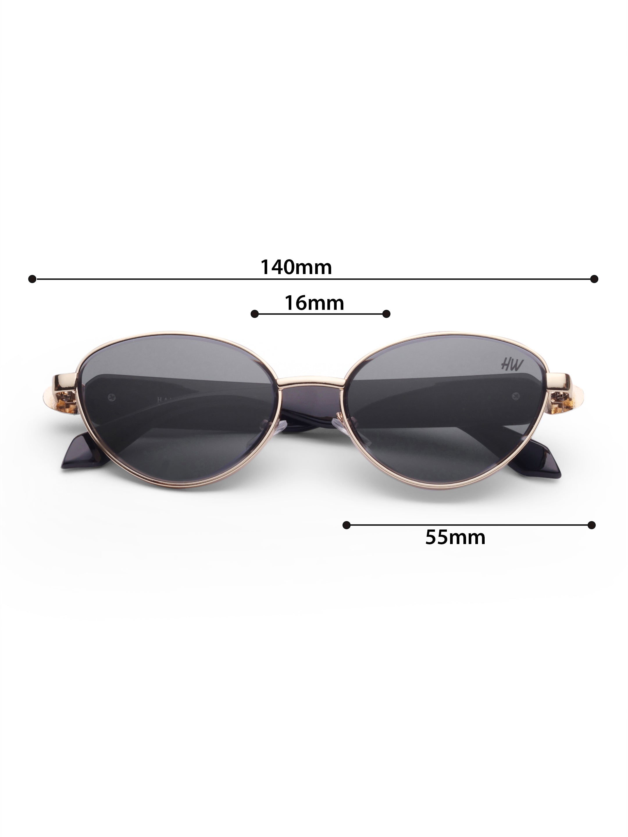 Women's Gold Black Metal Sunglasses