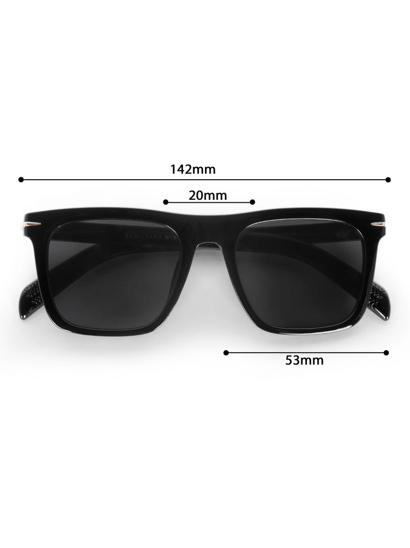 Men's Black UV Protected Wayfarer Rectangular Sunglasses