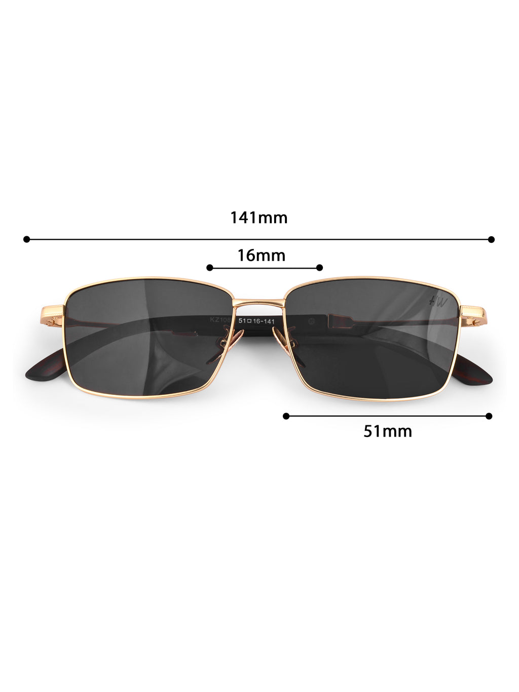 Men's Golden Black UV Protected  Rectangular Wayfarer Sunglasses