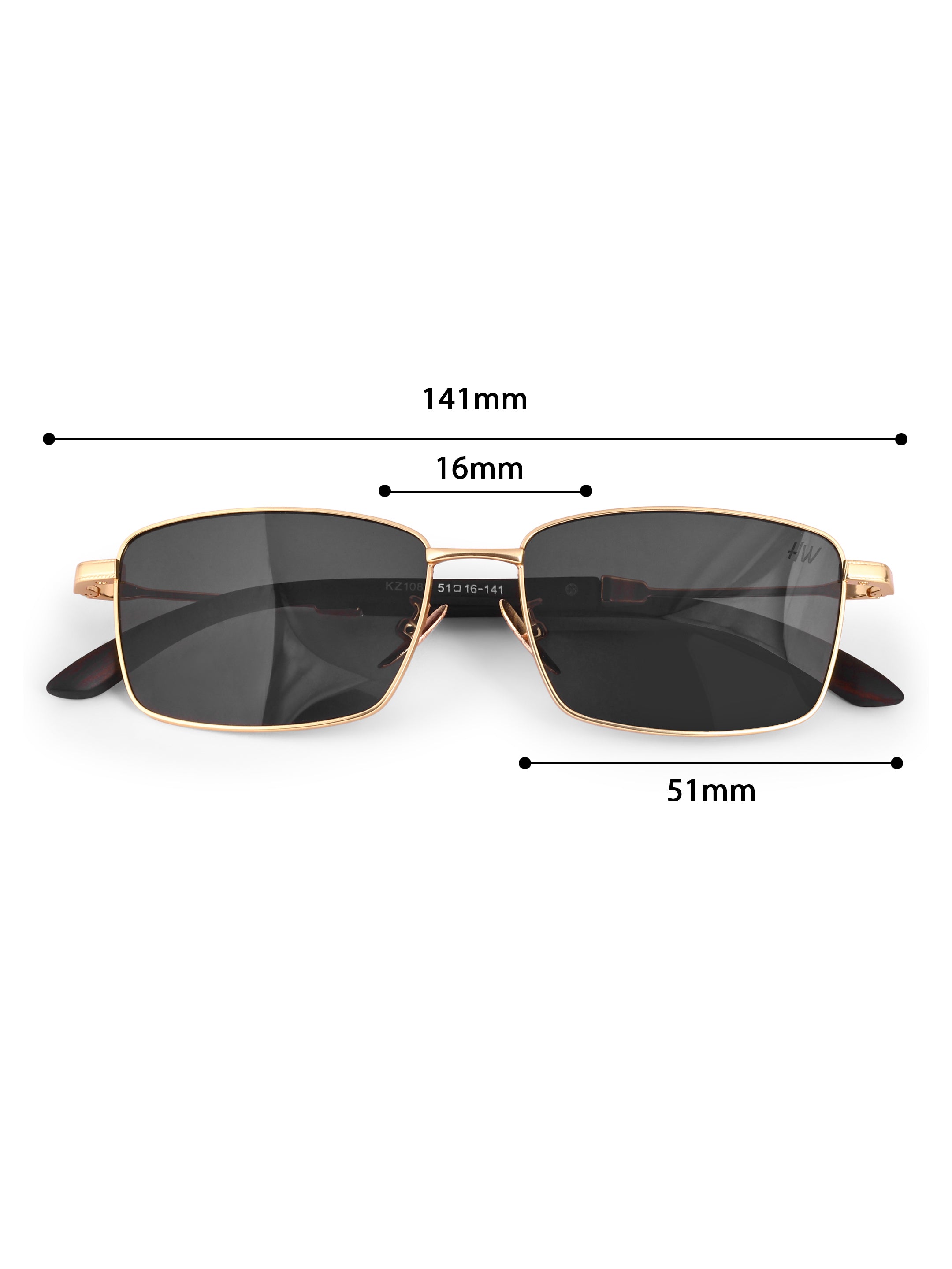 Men's Golden Black UV Protected  Rectangular Wayfarer Sunglasses