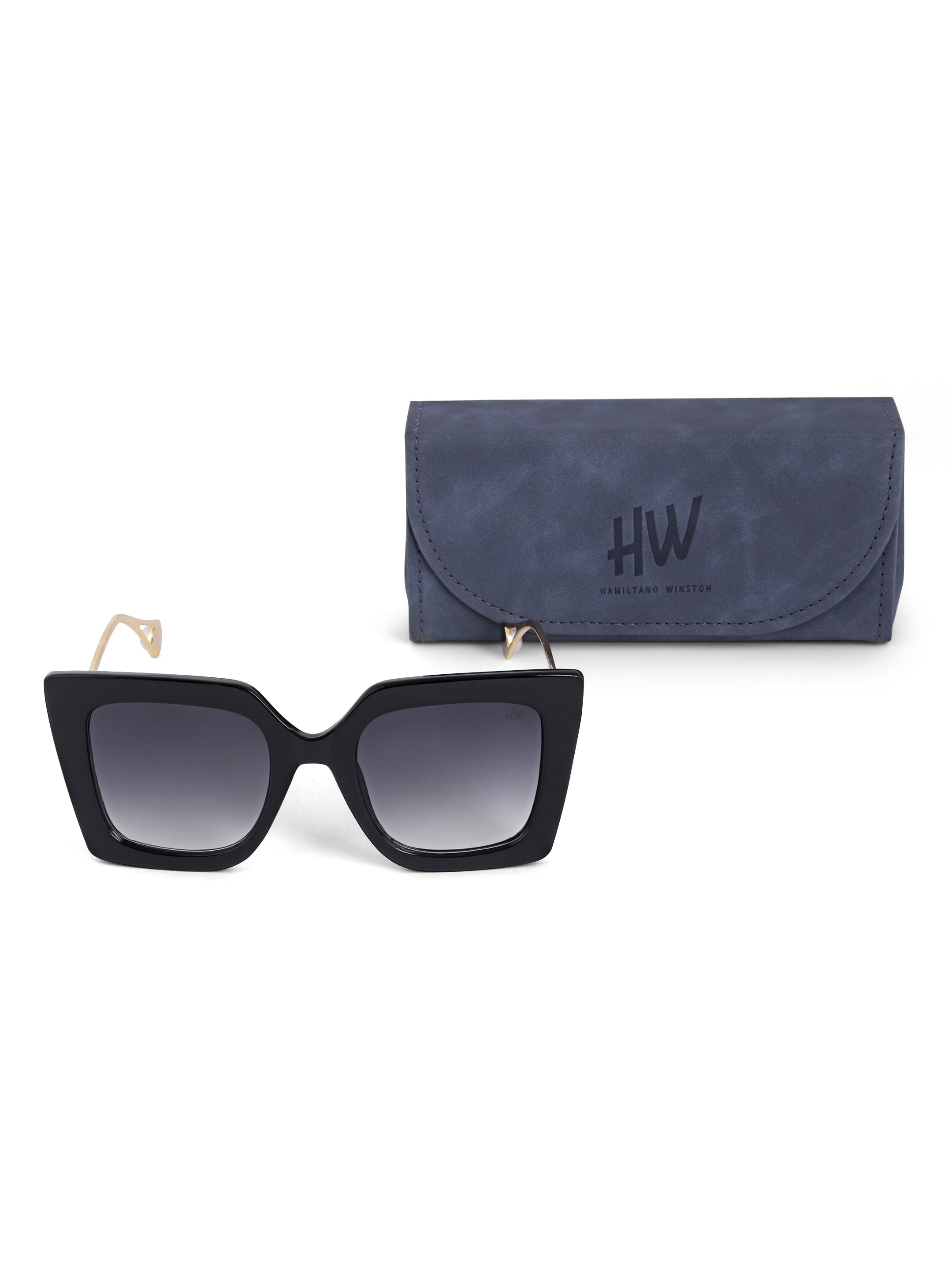 Women Oversize Square Black UV Protected Sunglasses