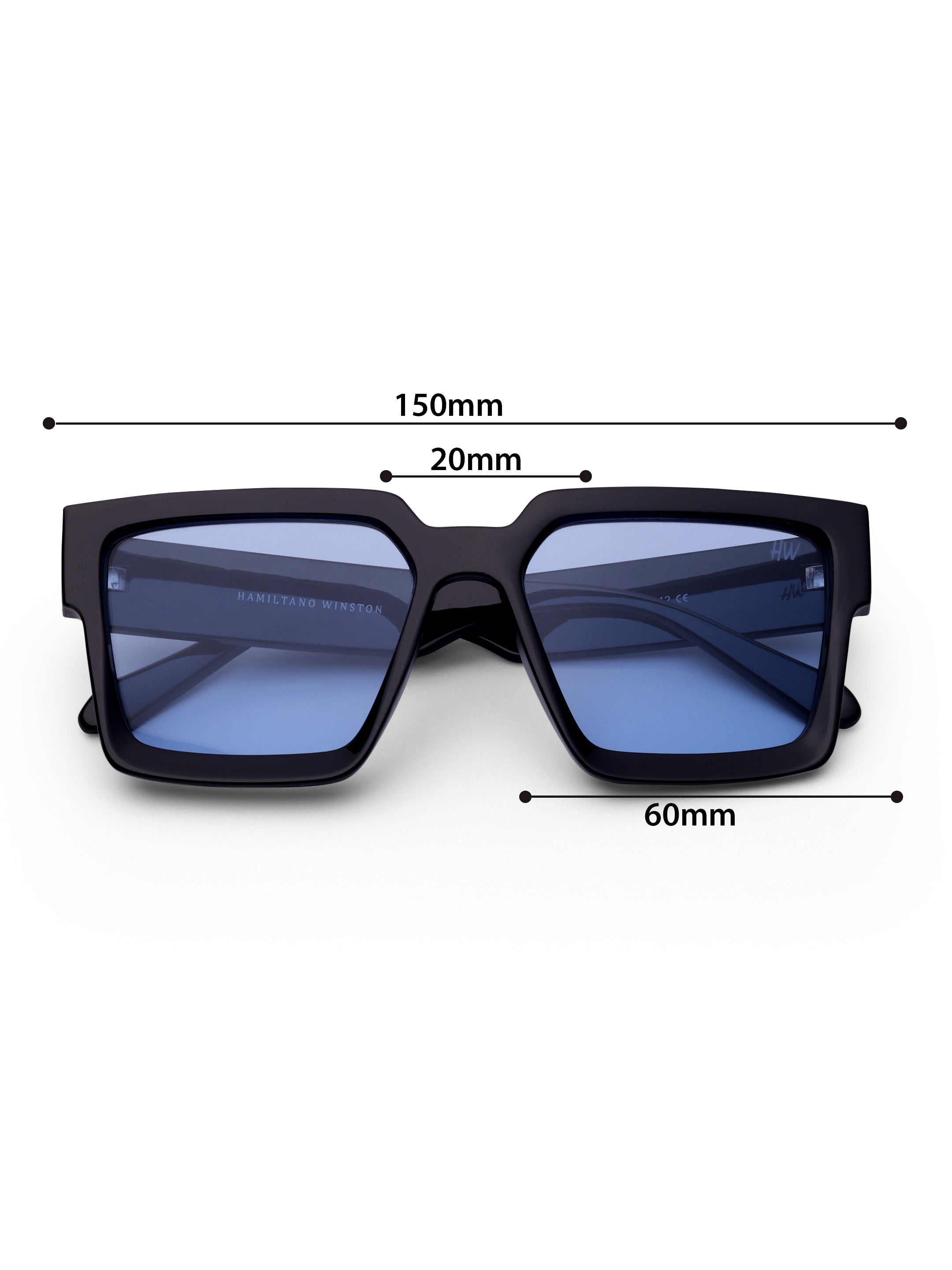 Men's UV Protected Black Blue Wayfarer Rectangular Sunglasses