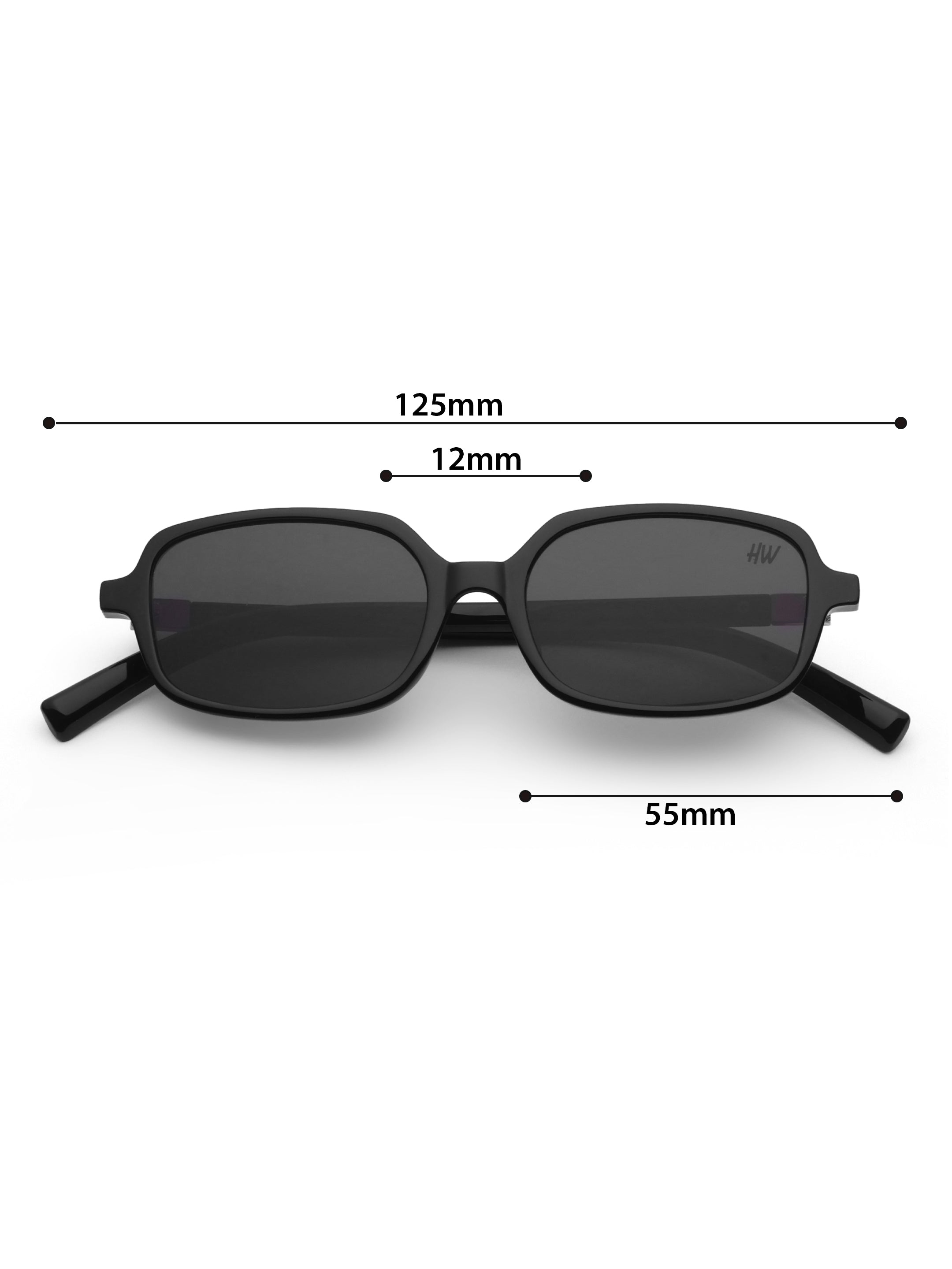 Women's Small Rectangle Black Sunglasses