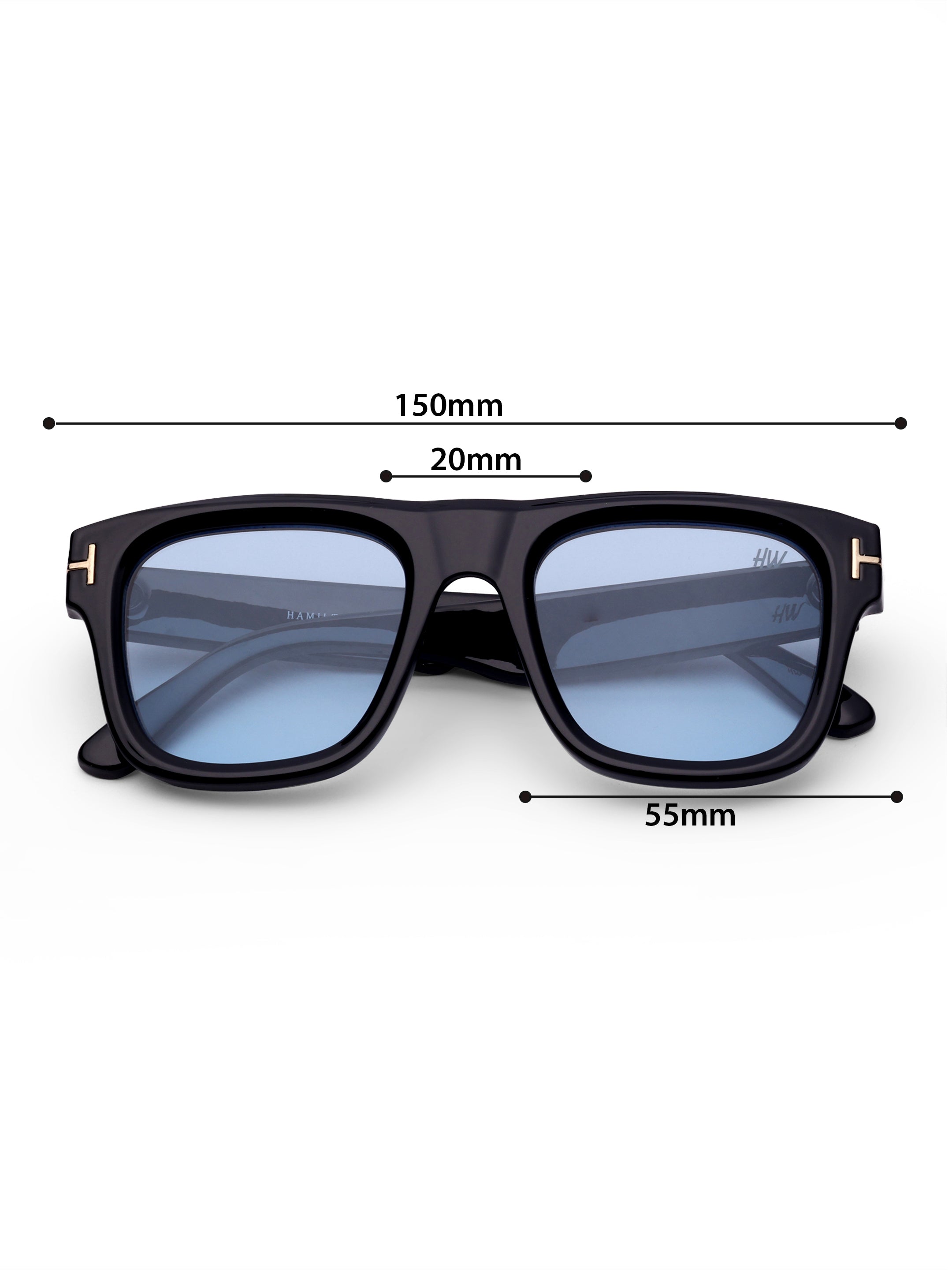 Men's UV Protected Gold Blue Wayfarer Sunglasses