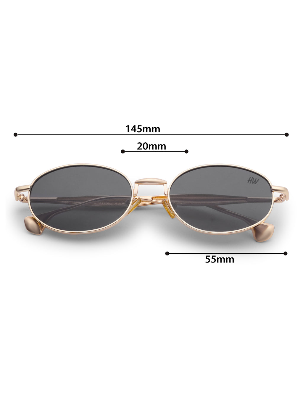 Women's Oval Gold Black Sunglasses