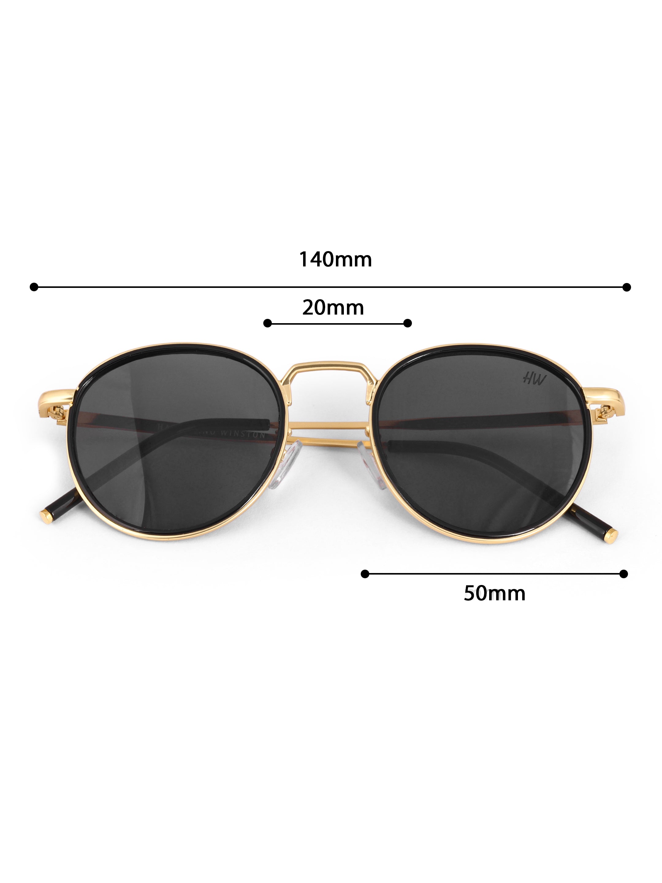 Men's Golden Black Round UV Protected Sunglasses