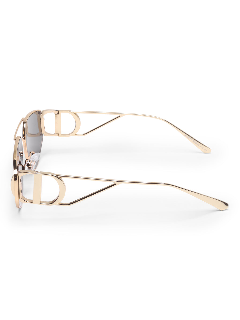 Evania Gold Black Metal Oval UV Protected Womens Sunglasses
