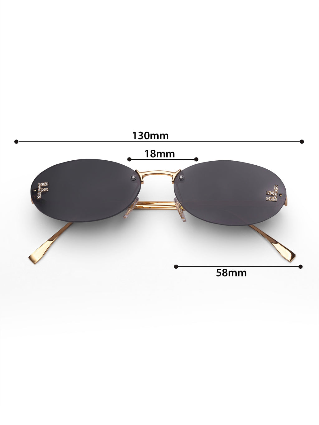 Women's Gold Black Oval Sunglasses