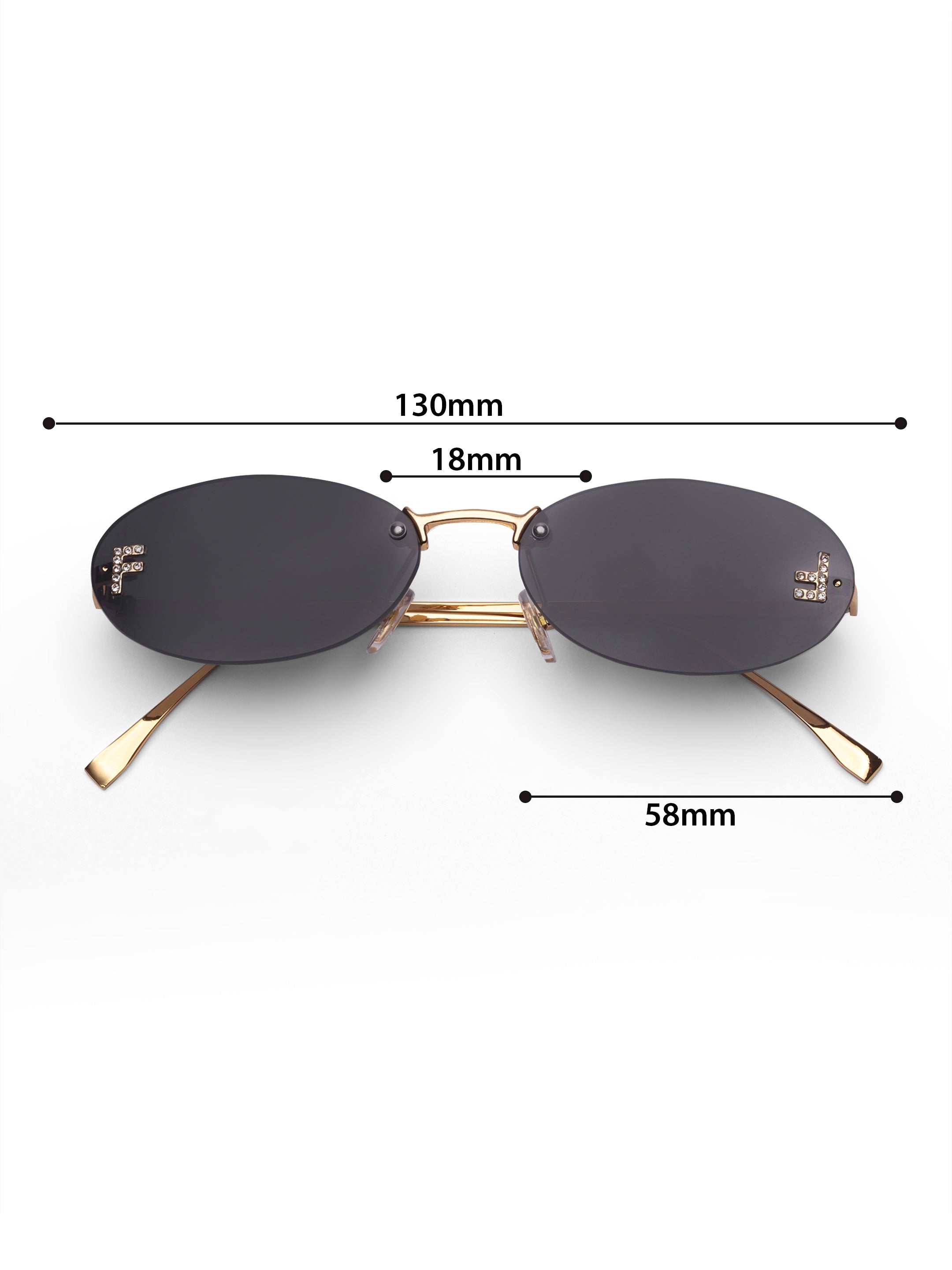 Women's Gold Black Oval Sunglasses