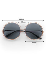 Women's UV Protected Black Golden Oversized Round Sunglasses