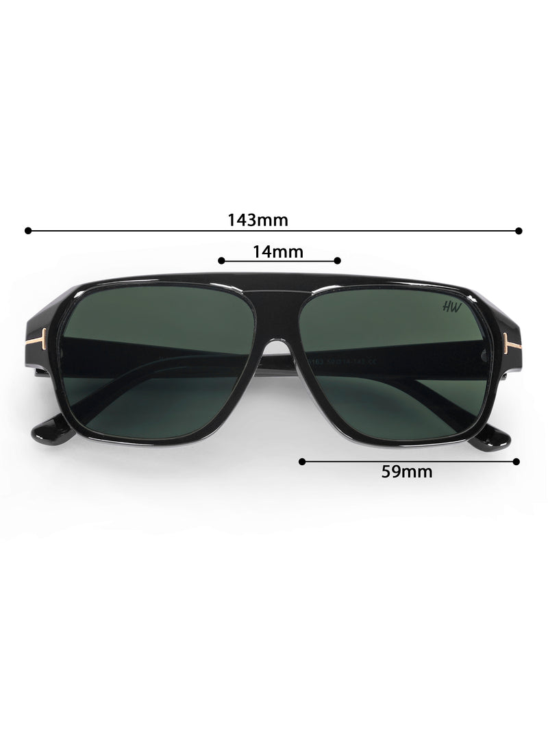 Men's Green UV Protected Wayfarer Rectangular Sunglasses