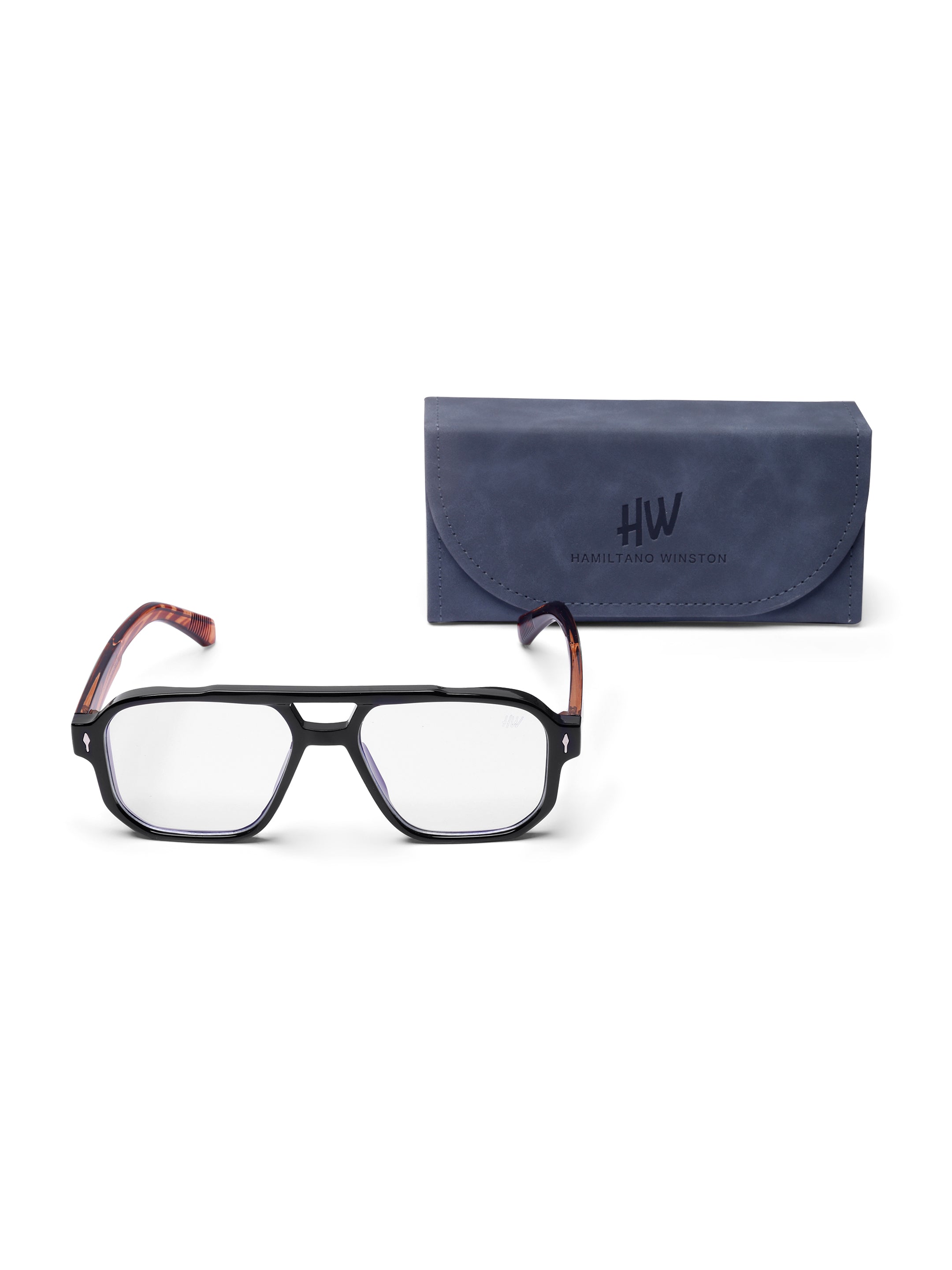 Men's Black Wooden Transparent Glasses