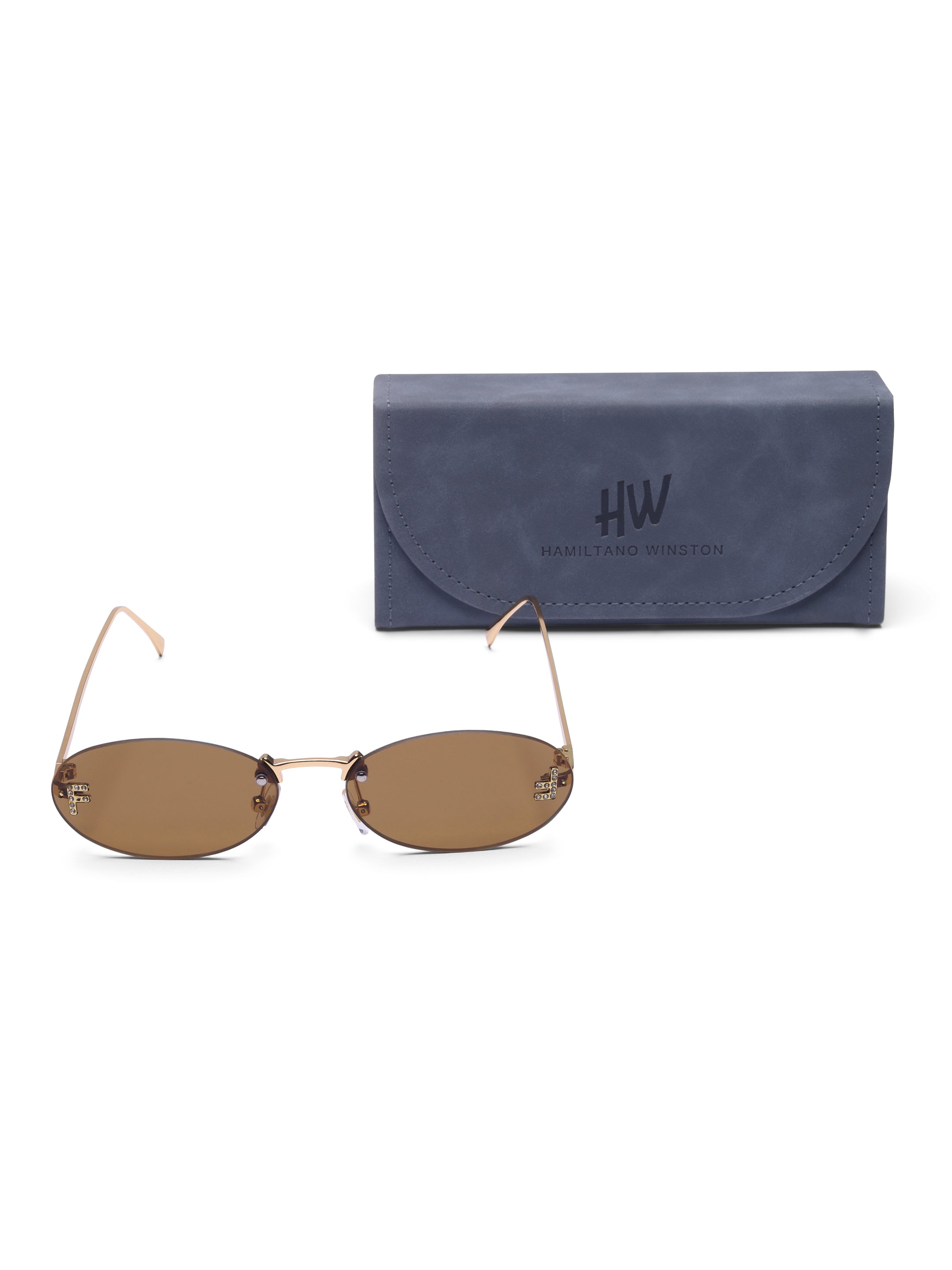 Women's Gold Brown Oval Sunglasses
