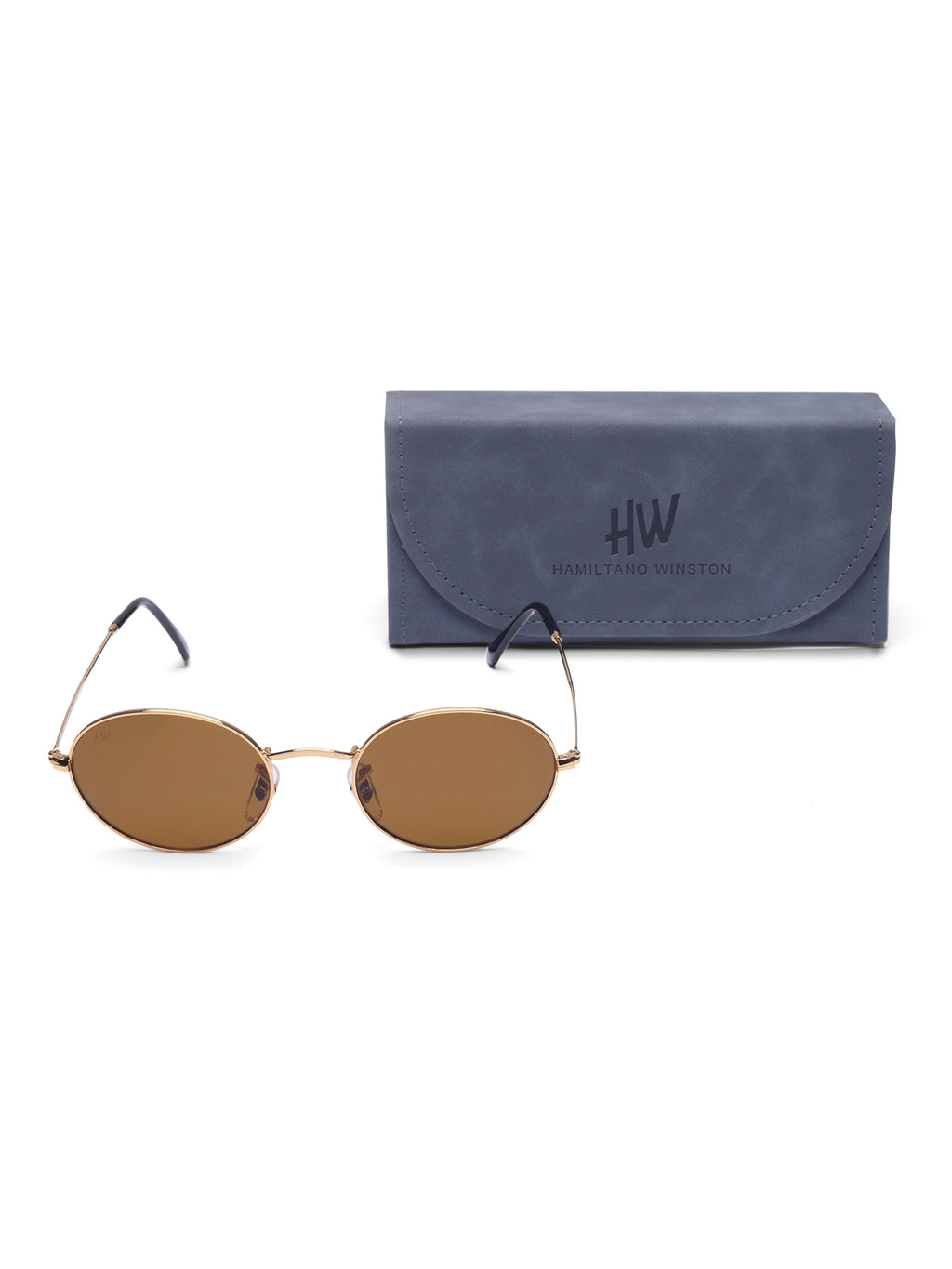 Women's Gold Brown Oval Sunglasses