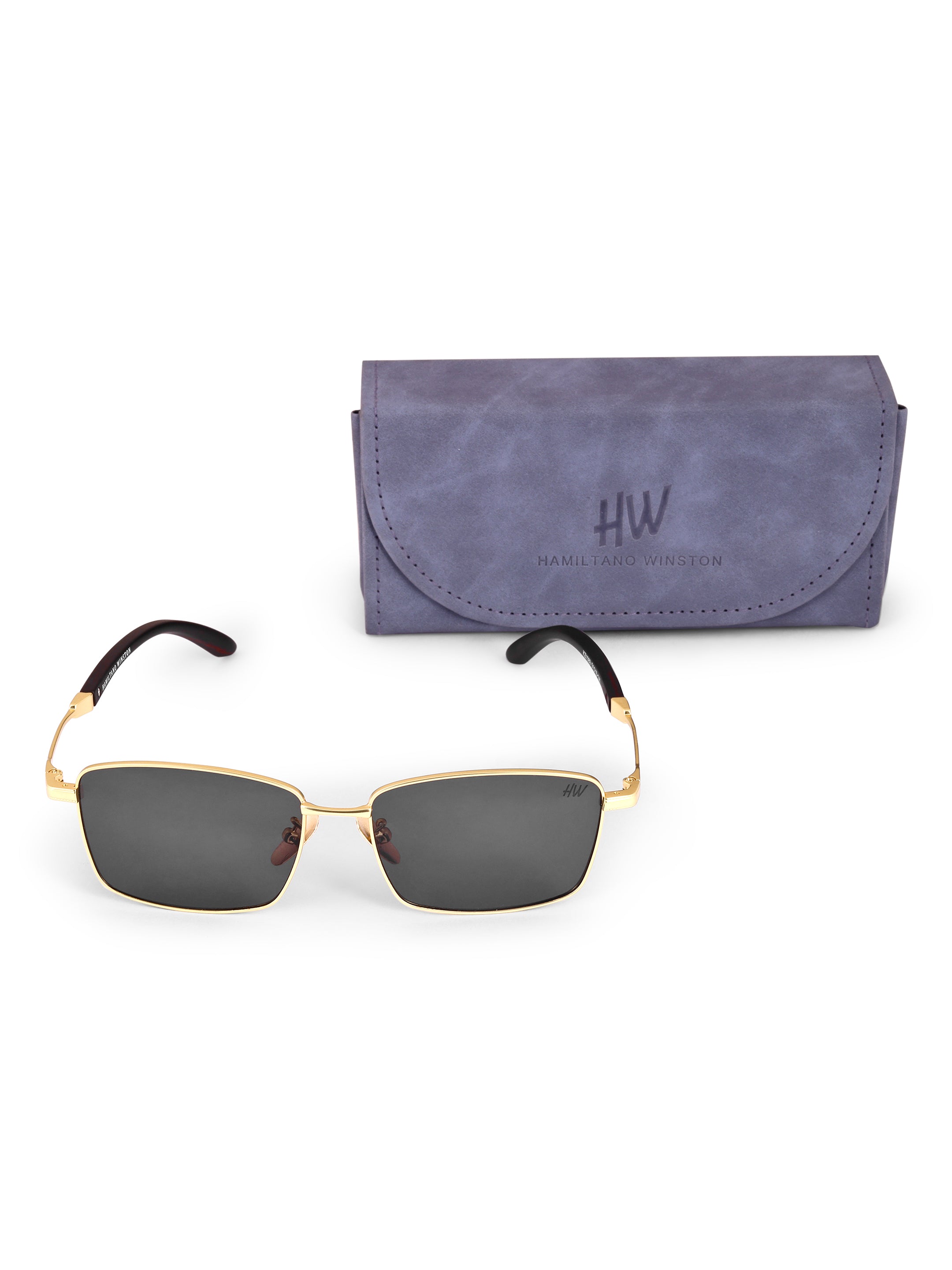 Men's Golden Black UV Protected  Rectangular Wayfarer Sunglasses