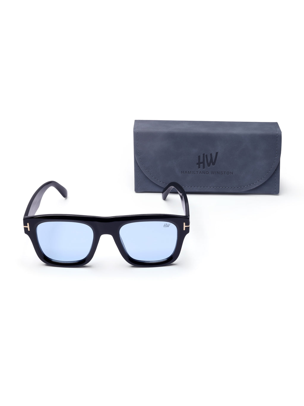 Men's UV Protected Gold Blue Wayfarer Sunglasses