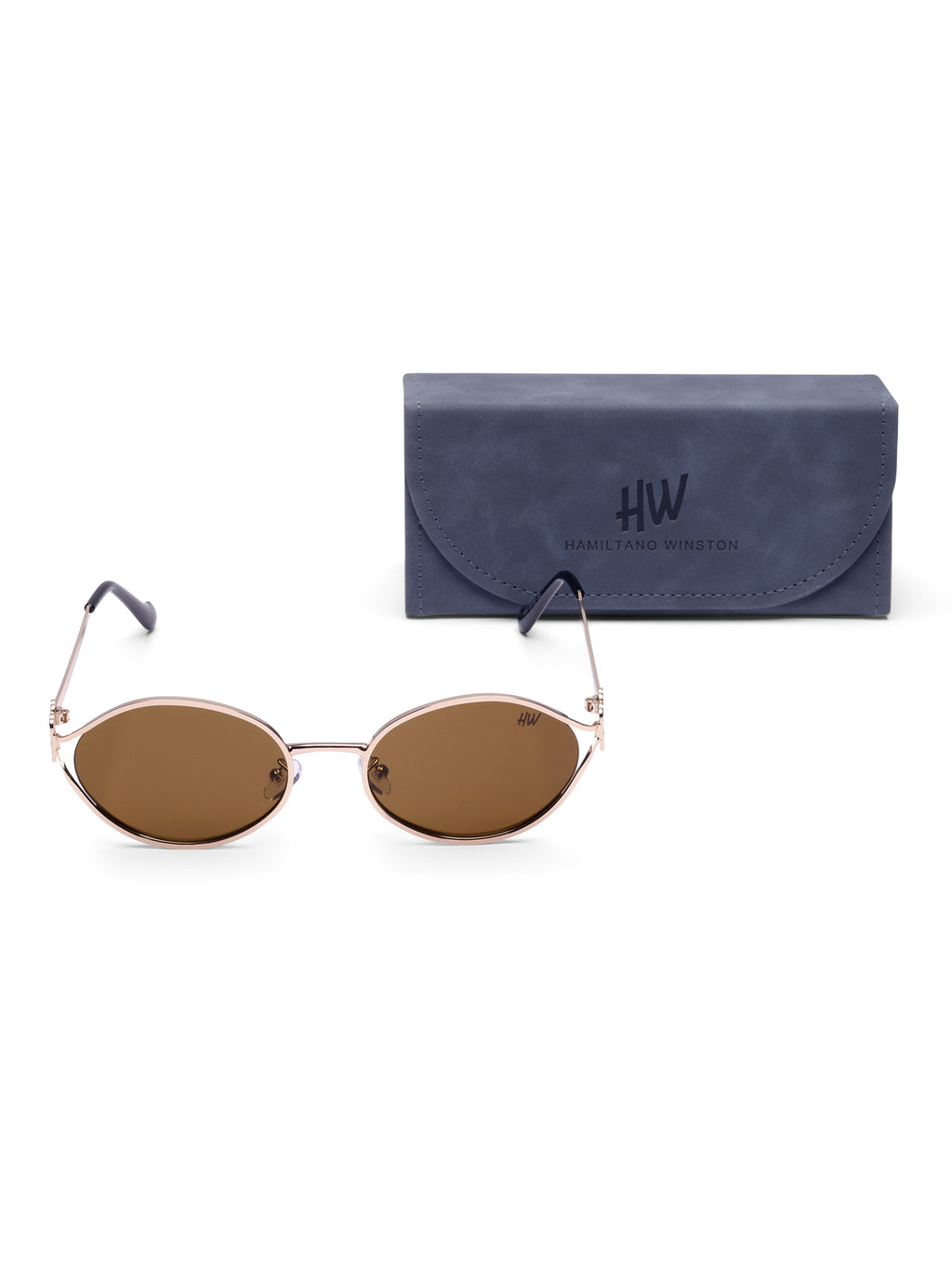 Women's Gold Brown Oval Sunglasses