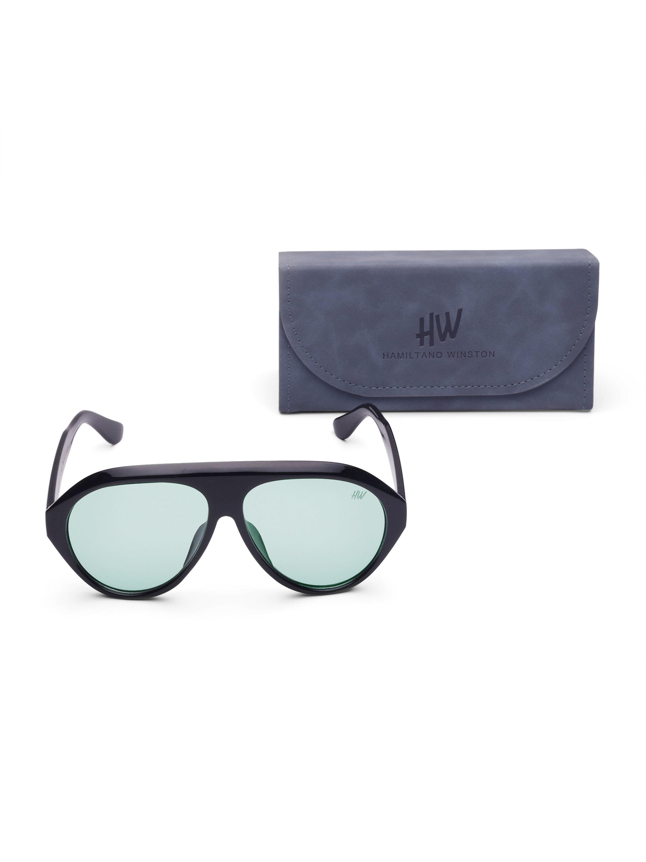 Men's UV Protected Gold Green Aviator Sunglasses