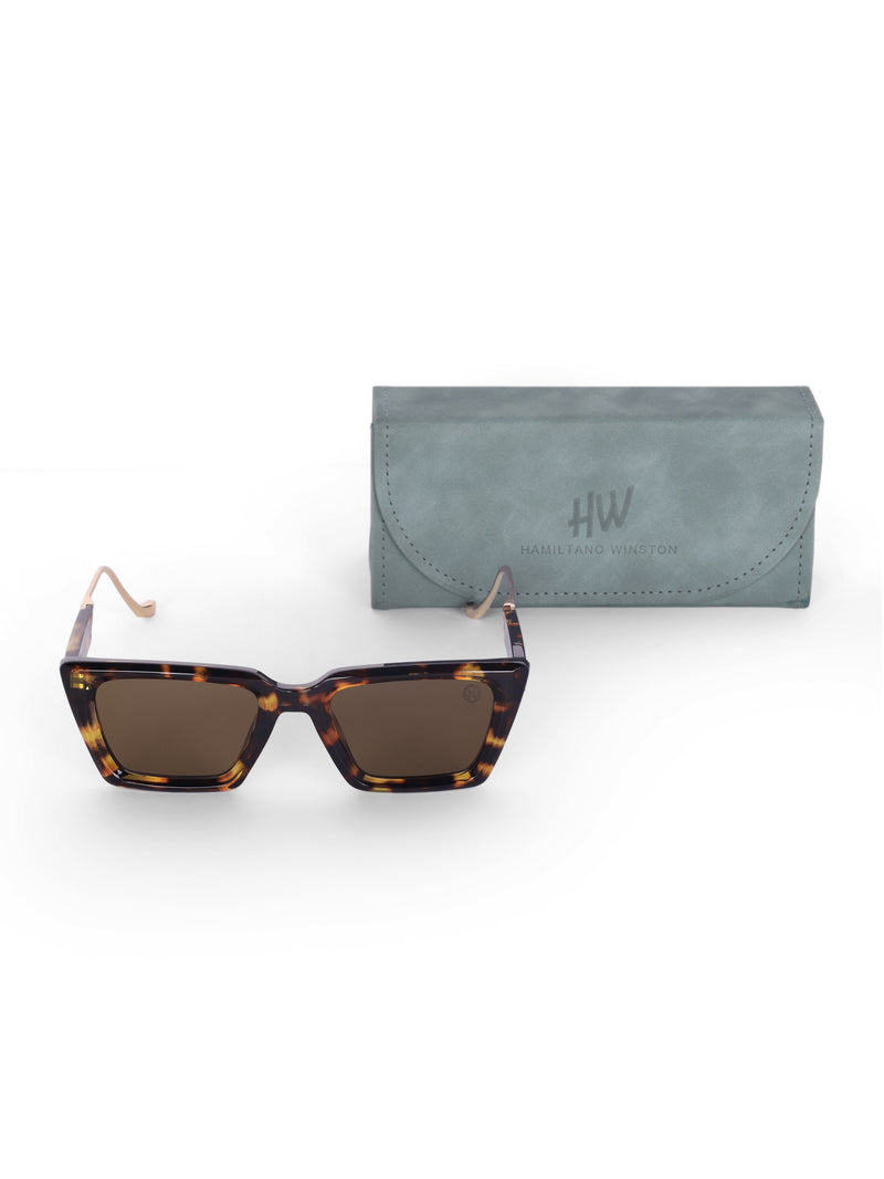 Women's Leopard Brown Wayfarer Rectangular Sunglasses