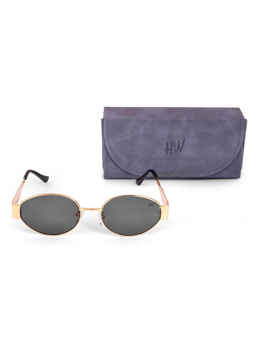 Women's Oval Golden Black UV Protected Sunglasses