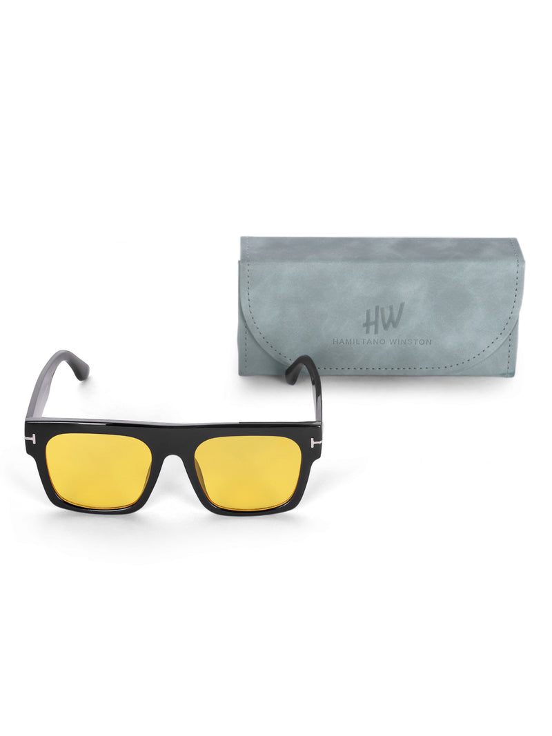 Men's Yellow Wayfarer Rectangular Sunglasses