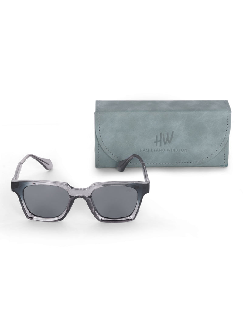 Women's Grey UV Protected Rectangular Sunglasses