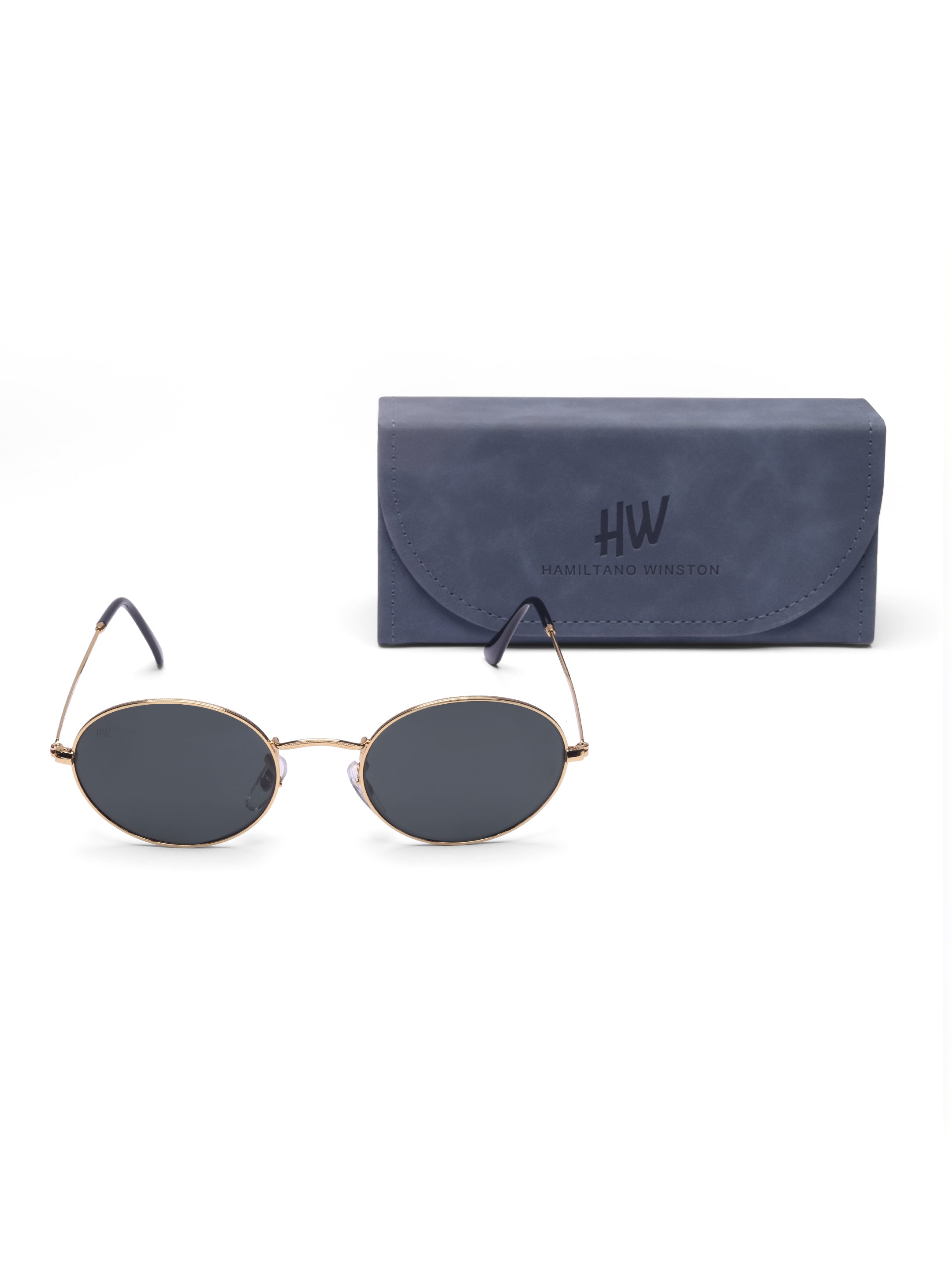 Women's Gold Black Oval Sunglasses