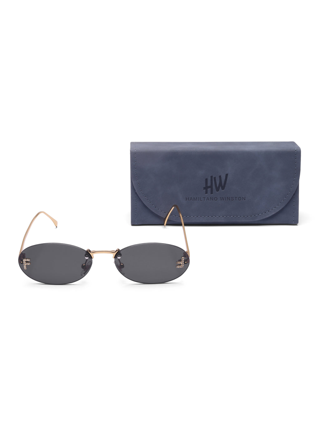 Women's Gold Black Oval Sunglasses