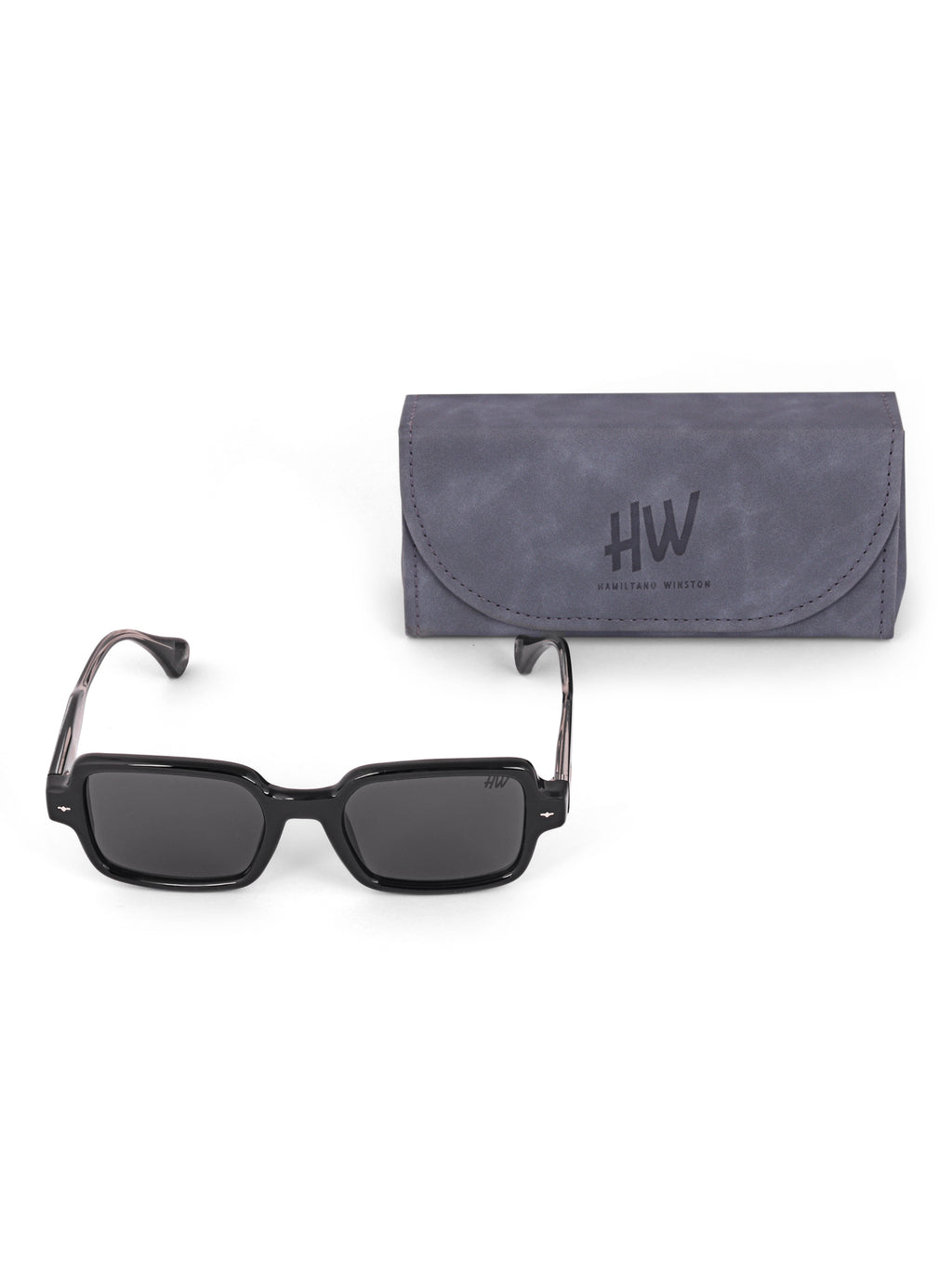 Women's Black Rectangular Sunglasses