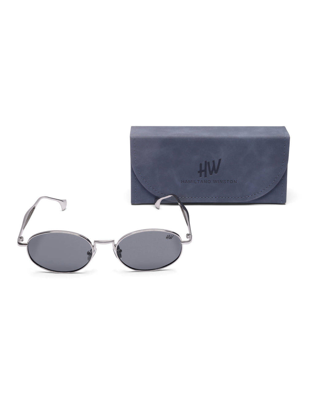 Women's Oval Silver Black Sunglasses