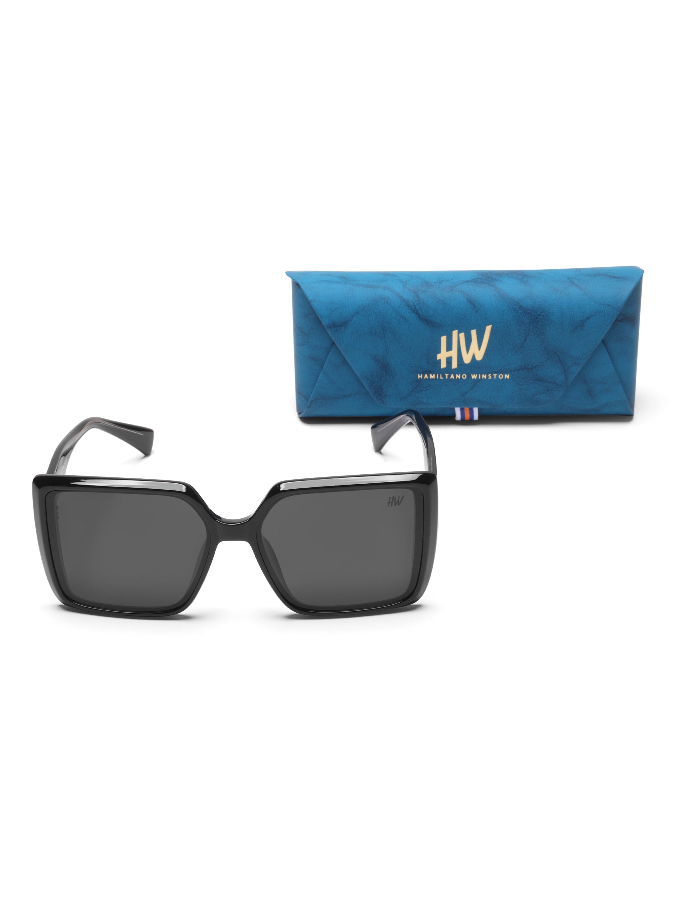 Verona Black Oversized Square Black UV Protected Womens Sunglasses