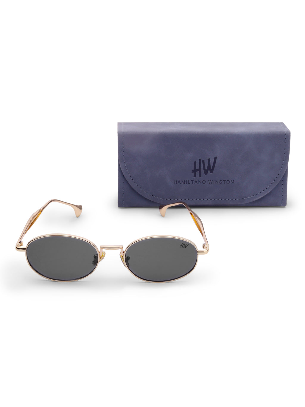 Women's Oval Gold Black Sunglasses