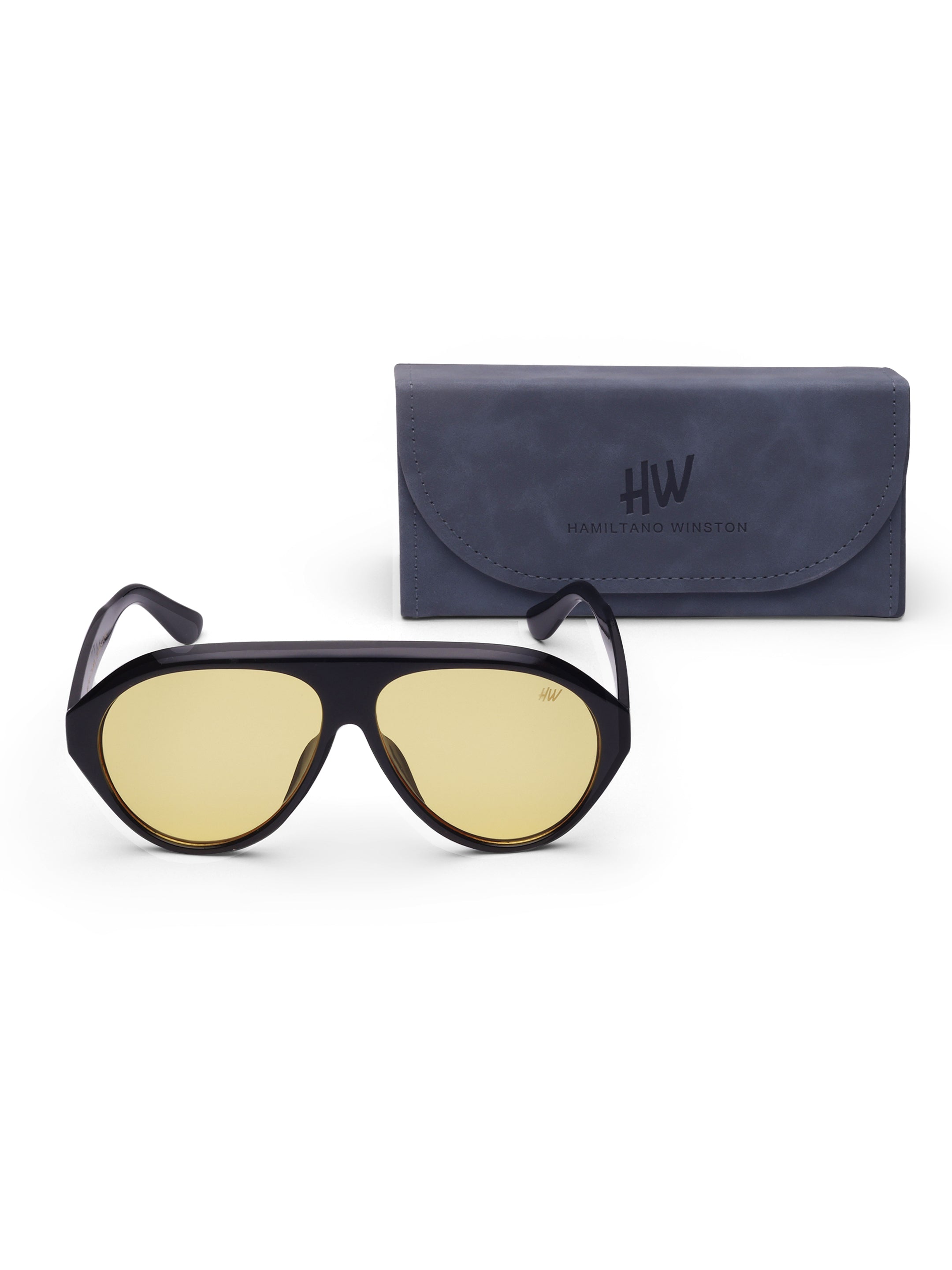 Men's Black Yellow Aviator UV Protected Sunglasses
