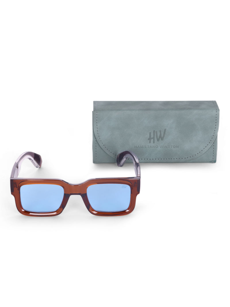 Men's Blue Wayfarer Rectangular Sunglasses