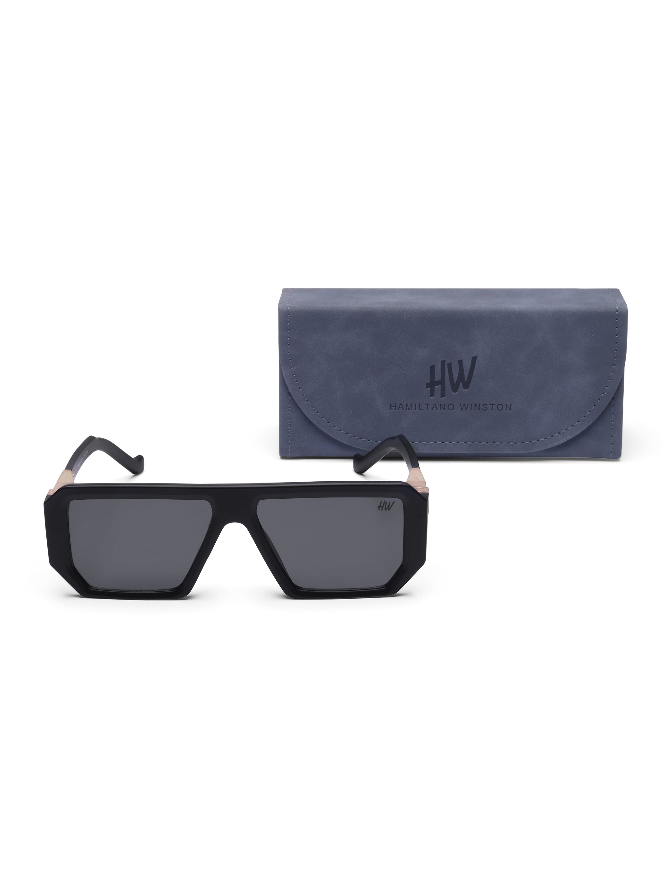 Men's UV Protected Gold Black Wayfarer Sunglasses