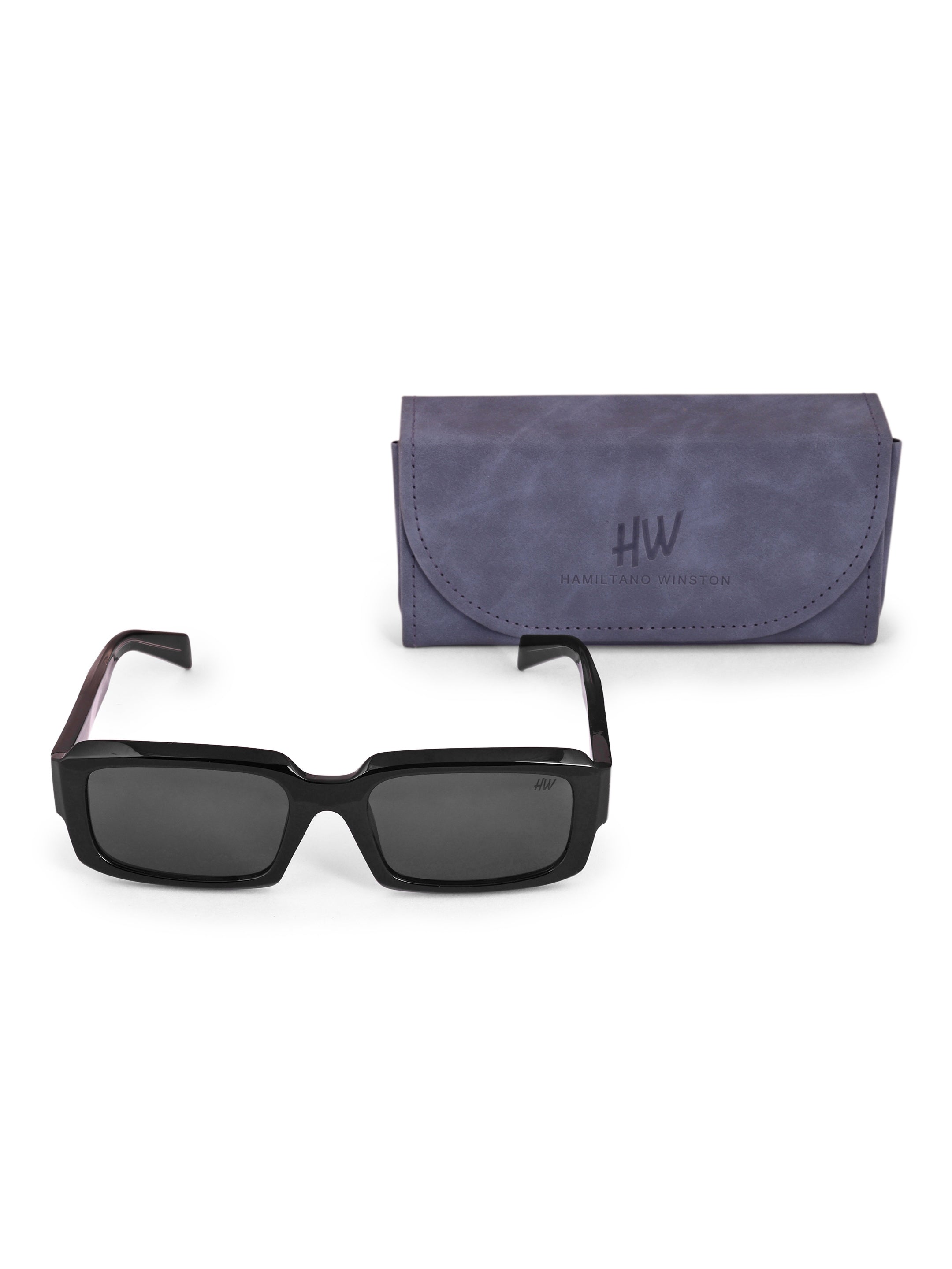 Men's Rectangular Black Sunglasses